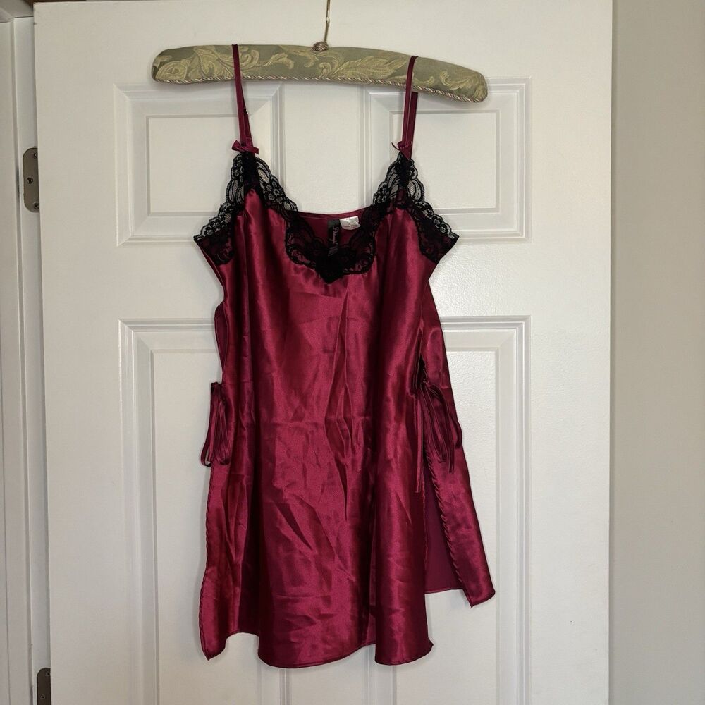 Dream Girl  Brand Red Satin Slip Dress Lingerie Tie Sides Open Sides Sexy M